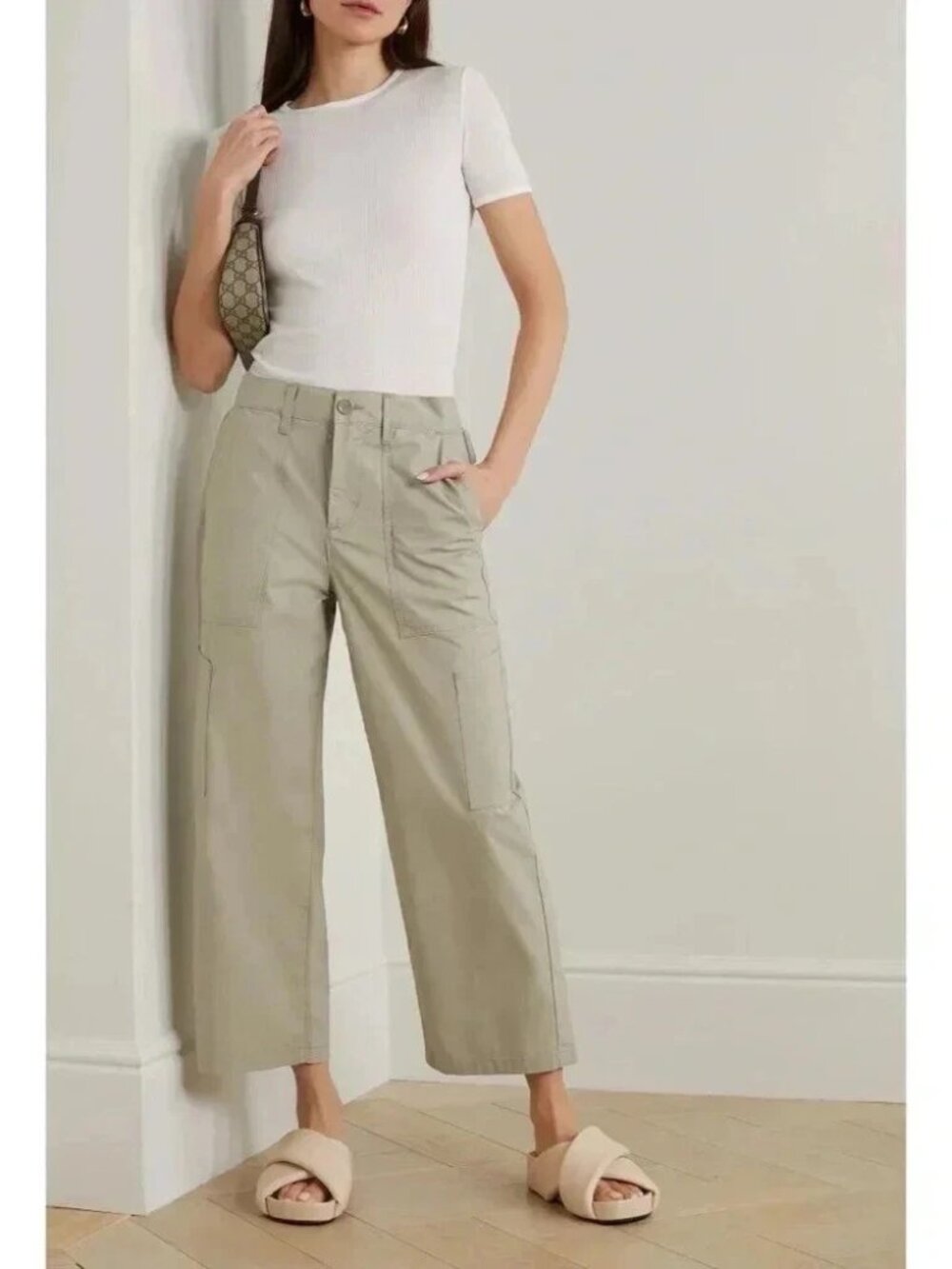 AGOLDE DARIA HIGH WAIST CROP WIDE LEG TWILL UTILITY PANTS size 26 NWOT